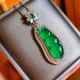 Fortune Bean Cyan Jade Luck Necklace Fortune Bean Cyan Jade Luck Necklace