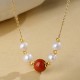 925 Silver Pearl Cinnabar Healing Bead Chain Necklace 925 Silver Pearl Cinnabar Healing Bead Chain Necklace