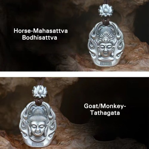 Chinese Zodiac Buddha Om Mani Padme Hum Lotus Necklace Chinese Zodiac Buddha Om Mani Padme Hum Lotus Necklace