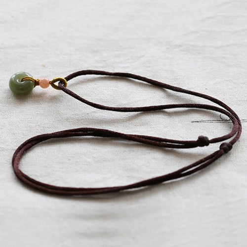 Round Jade Peace Lotus Abundance Necklace Pendant