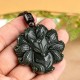 Hetian Cyan Jade Nine-Tailed Fox Luck Necklace