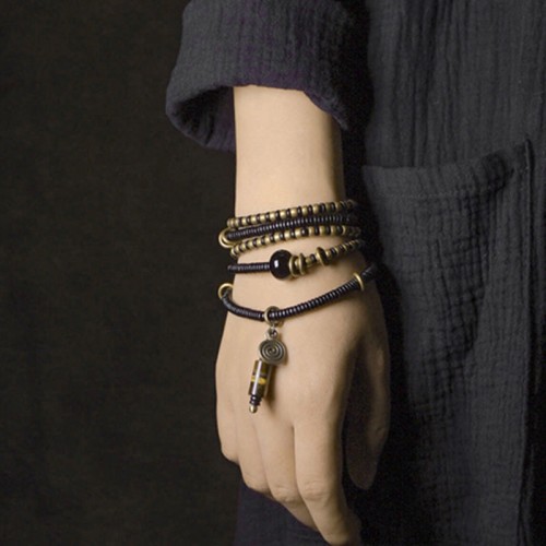 Ebony Dzi Bead Peace Couple Bracelet Necklace Ebony Dzi Bead Peace Couple Bracelet Necklace