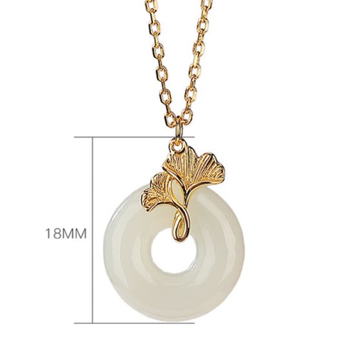 925 Sterling Silver Jade Ginkgo Leaf Peace Necklace 925 Sterling Silver Jade Ginkgo Leaf Peace Necklace