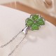 925 Silver Hetian Jade Four Leaf Clover Necklace 925 Silver Hetian Jade Four Leaf Clover Necklace