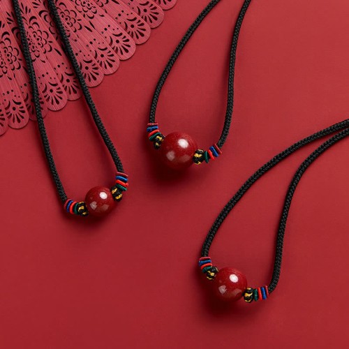 Cinnabar Bead Blessing Necklace Pendant Cinnabar Bead Blessing Necklace Pendant