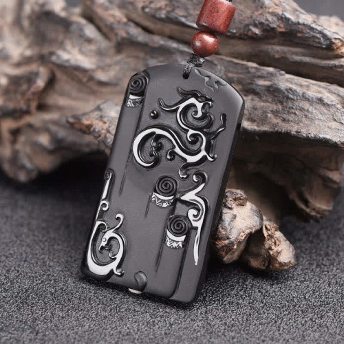 Black Obsidian Dragon Phoenix Success Necklace