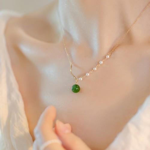 Hetian Jade Pearl Luck Bead Necklace Hetian Jade Pearl Luck Bead Necklace