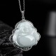 925 Sterling Silver Laughing Buddha Jade Necklace