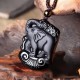 Black Obsidian Elephant Protection Key Chain Necklace Pendant