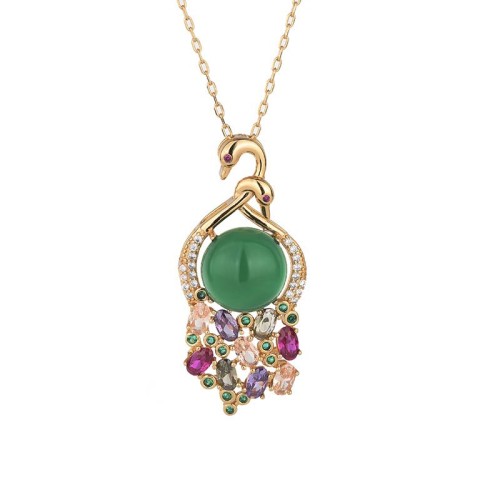Cyan Jade Success Necklace Pendant Cyan Jade Success Necklace Pendant