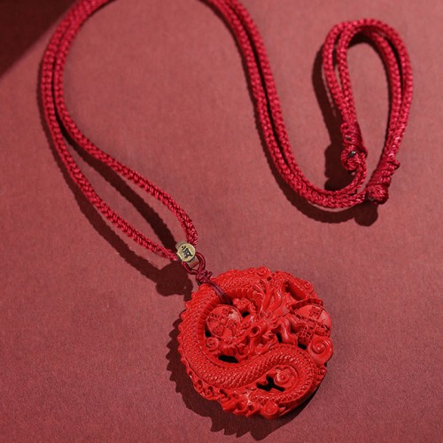 Year of the Dragon Cinnabar Copper Coin Necklace Year of the Dragon Cinnabar Copper Coin Necklace