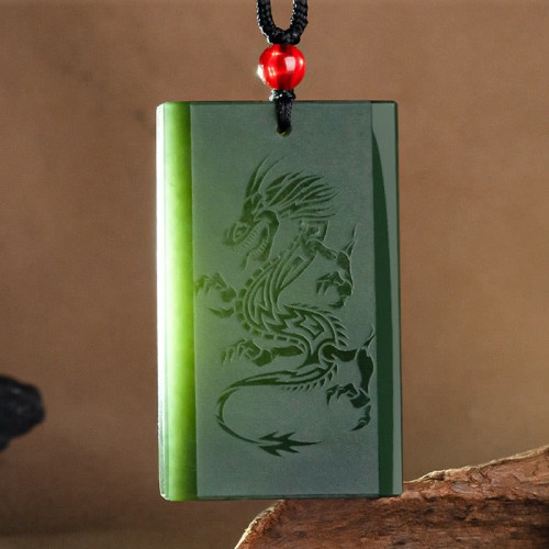 Hetian Cyan Jade Dragon Success Necklace Hetian Cyan Jade Dragon Success Necklace