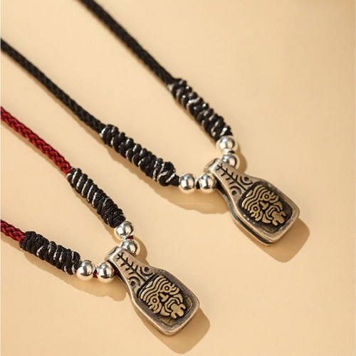 Tibetan 925 Sterling Silver Zakiram Goddess of Wealth Protection Necklace
