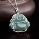 Sterling Silver Laughing Buddha Jade Luck Necklace