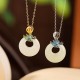 925 Silver Plated Gold Year of the Dragon Jade Necklace 925 Silver Plated Gold Year of the Dragon Jade Necklace