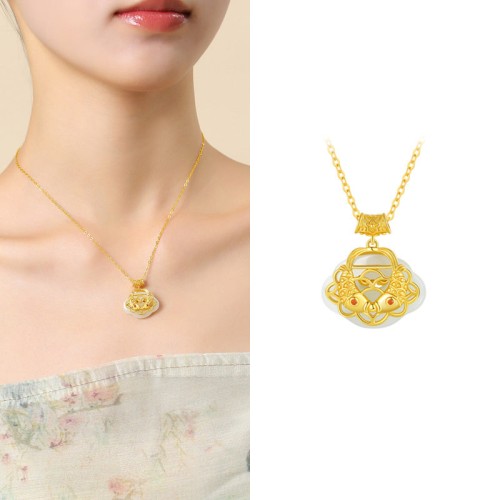 Sterling Silver Hetian Jade Koi Fish Wealth Necklace Sterling Silver Hetian Jade Koi Fish Wealth Necklace