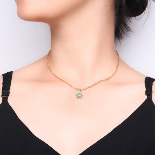 Oval Turquoise Strength Titanium Steel Pendant