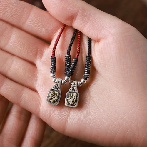 Tibetan 925 Sterling Silver Zakiram Goddess of Wealth Protection Necklace