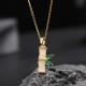 18K Gold Plated Chalcedony Bamboo Rhinestone Necklace 18K Gold Plated Chalcedony Bamboo Rhinestone Necklace