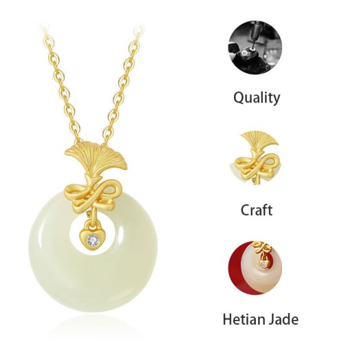 Sterling Silver Hetian Jade Carnation Flower Prosperity Necklace Sterling Silver Hetian Jade Carnation Flower Prosperity Necklace