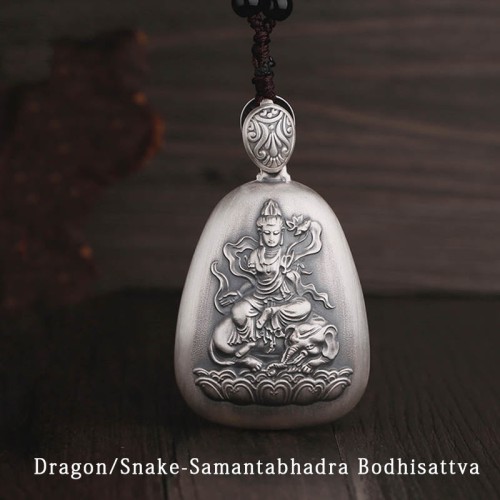 999 Silver Zodiac Natal Buddha Heart Sutra Necklace 999 Silver Zodiac Natal Buddha Heart Sutra Necklace