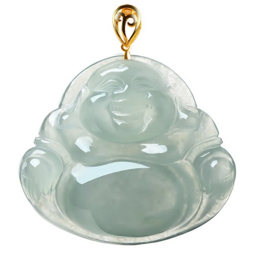 Laughing Buddha Jade 18K Gold Abundance Pendant Laughing Buddha Jade 18K Gold Abundance Pendant