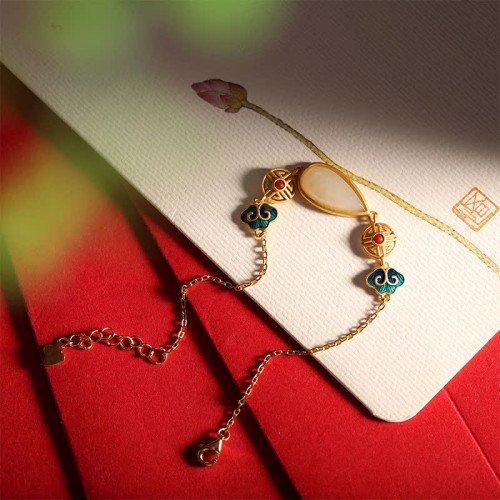 925 Silver Hetian White Jade Water Drop Necklace