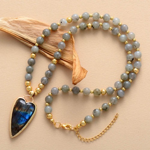 Labradorite Healing Beaded Necklace Pendant