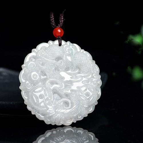 White Jade Dragon Protection Necklace Pendant