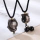 Silver Sheen Obsidian Nine-Tailed Fox Protection Necklace