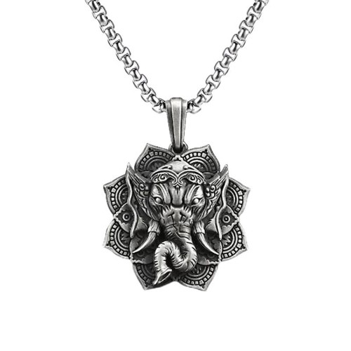 Pure Tin Ganesh Elephant Protection Amulet Necklace Pure Tin Ganesh Elephant Protection Amulet Necklace