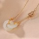 Sterling Silver Round Jade Prosperity Necklace Pendant Sterling Silver Round Jade Prosperity Necklace Pendant