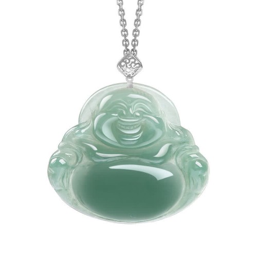 Laughing Buddha Natural Jade Prosperity Necklace