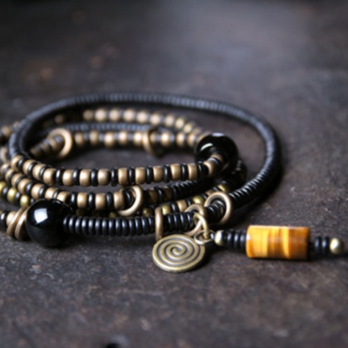 Ebony Dzi Bead Peace Couple Bracelet Necklace Ebony Dzi Bead Peace Couple Bracelet Necklace