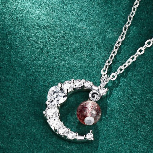 Strawberry Quartz Blue Crystal Love Healing Necklace