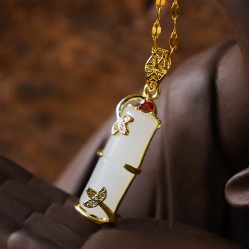White Jade Bamboo Luck Necklace Pendant White Jade Bamboo Luck Necklace Pendant
