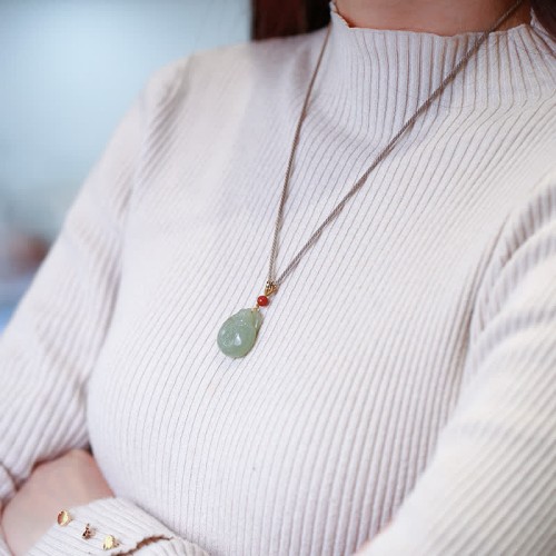 Laughing Buddha Hetian Jade Wealth Necklace
