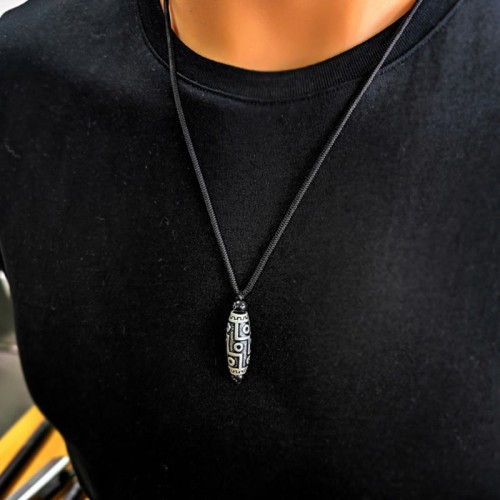 Nine-Eye Dzi Bead Auspicious Clouds Necklace Pendant Nine-Eye Dzi Bead Auspicious Clouds Necklace Pendant