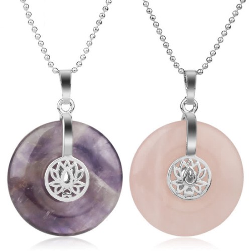 Amethyst Pink Crystal Lotus Healing Necklace Amethyst Pink Crystal Lotus Healing Necklace