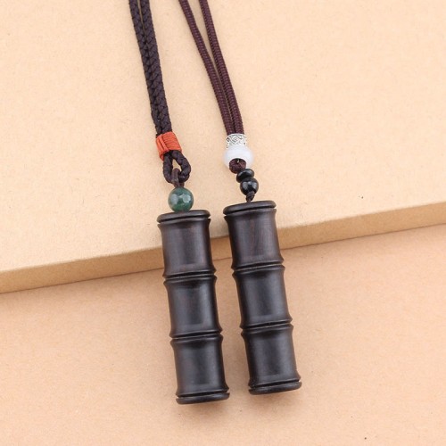 Ebony Bamboo Pattern Ghau Prayer Box Necklace Pendant Ebony Bamboo Pattern Ghau Prayer Box Necklace Pendant