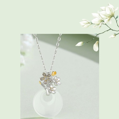 925 Silver Chalcedony Twelve Months Flower Harmony Pendant 925 Silver Chalcedony Twelve Months Flower Harmony Pendant