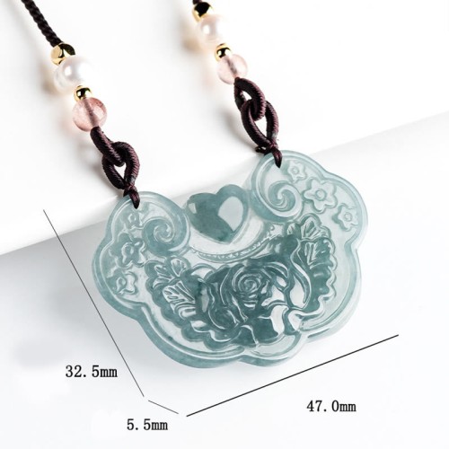 Natural Jade Peony Flower Luck Necklace Natural Jade Peony Flower Luck Necklace