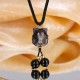 Silver Sheen Obsidian Nine-Tailed Fox Protection Necklace
