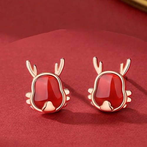 925 Sterling Silver Year of the Dragon Red Agate Necklace 925 Sterling Silver Year of the Dragon Red Agate Necklace
