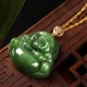 925 Silver Laughing Buddha Hetian Jade 18K Gold Necklace 925 Silver Laughing Buddha Hetian Jade 18K Gold Necklace
