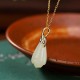 925 Silver Plated Gold Hetian Jade Magnolia Abundance Pendant