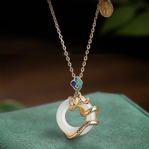 Dragon Year Hetian White Jade Success Necklace Pendant