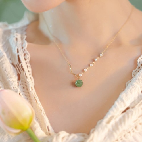 Hetian Jade Pearl Luck Bead Necklace Hetian Jade Pearl Luck Bead Necklace