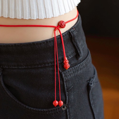 Natural Cinnabar Zodiac Gourd Blessing Belly Chain Natural Cinnabar Zodiac Gourd Blessing Belly Chain