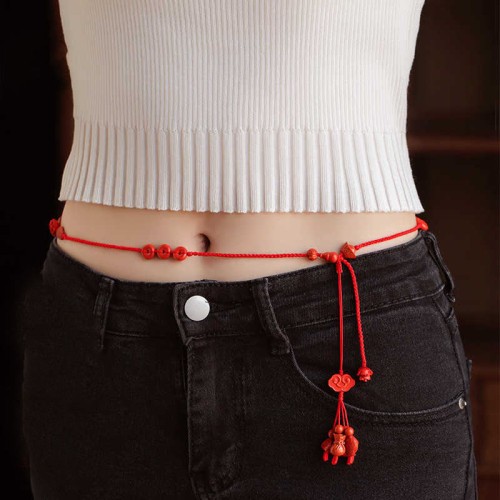 Natural Cinnabar Calm Blessing Belly Chain Natural Cinnabar Calm Blessing Belly Chain